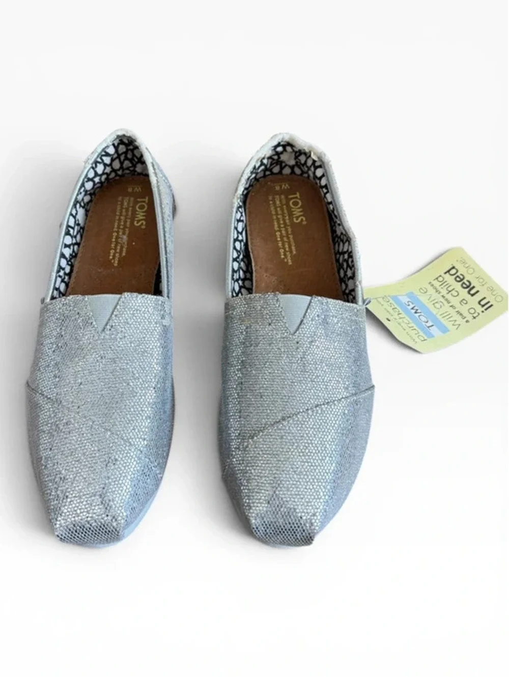 Silver Glitter Toms Size 8 New AS IS